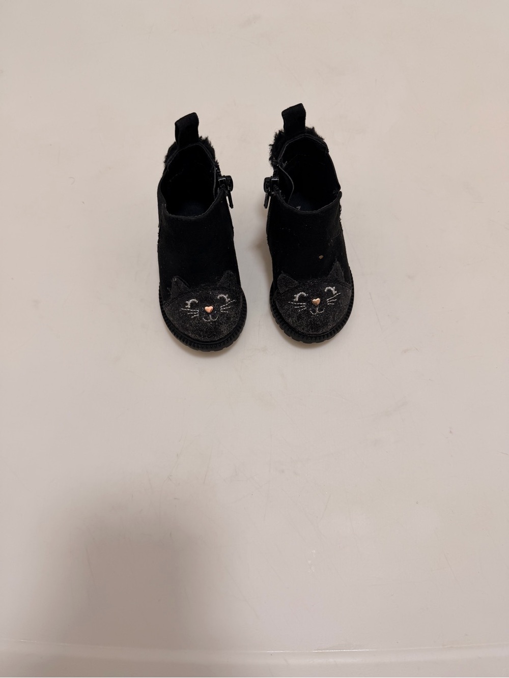 wonder nation Black Cat Face Ankle Boots for Toddlers
